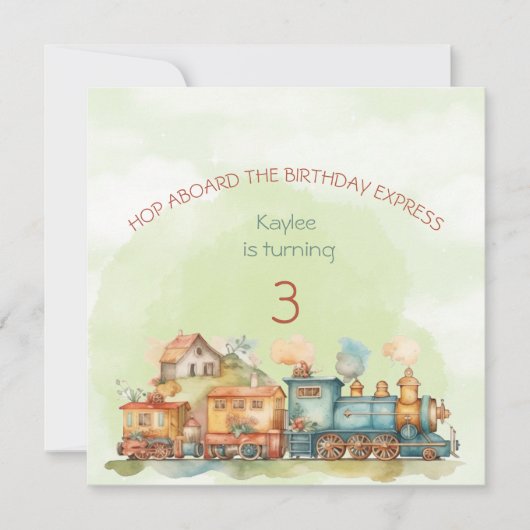 トレインエンジンガール3rd誕生日招待状 招待状 (正面)
