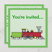 トレインカラーリング誕生日パーティーの招待状 招待状 (正面/裏面)