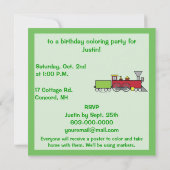 トレインカラーリング誕生日パーティーの招待状 招待状 (裏面)