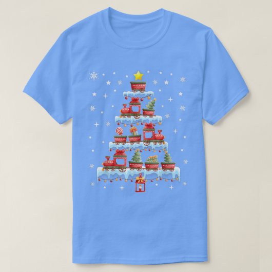トレインクリスマスツリーメリークリスマストレインクッキーの子供 Tシャツ (デザイン正面)