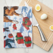 トレイング・ウォーカークリスマスハットで雪を発見 キッチンタオル (四つ折り)