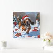 トレイング・ウォーカークリスマスハットで雪を発見 スクエア壁時計 (ホーム)