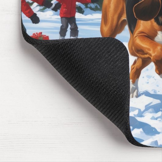 トレイング・ウォーカークリスマスハットで雪を発見 マウスパッド (コーナー)