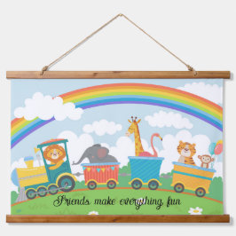 トレインサファリベビー子供部屋またはチャイルドズルーム 吊り下げ型タペストリー