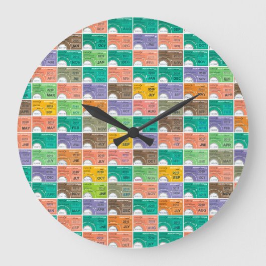 トレインチケットモンタージュ ラージ壁時計 (正面)