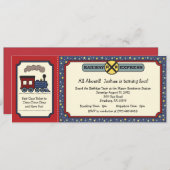 トレインチケット招待状素朴 – 赤と青 招待状 (正面/裏面)