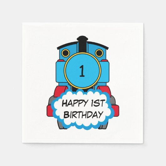 トレインハッピーバースデーナプキンス スタンダードカクテルナプキン (正面)