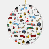 トレインパターンリトルボーイ名クリスマス セラミックオーナメント (左)