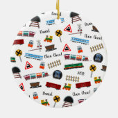 トレインパターンリトルボーイ名クリスマス セラミックオーナメント (裏面)