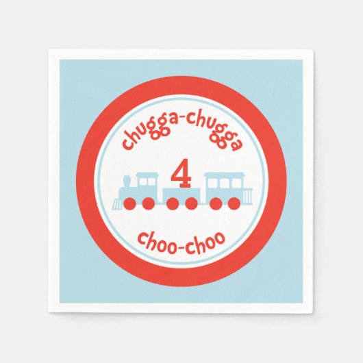 トレインパーソナライズされたバースデーパーティー紙ナプキンス スタンダードカクテルナプキン (正面)