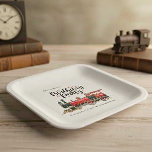 トレインパーソナライズされたバースデーパーティー紙プレート ペーパープレート