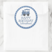 トレインパーソナライズされた子供の誕生日スタンプDrk Blue ラウンドシール (バッグ)