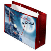 トレインメリークリスマスサンタレッドフェイクフォイル ラージペーパーバッグ (正面アングル)