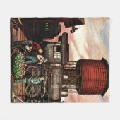 トレインヤードフラワーガーデンバイステヴァンドハノス フリースブランケット (正面(横))