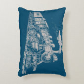 トレインヴィンテージグラフィックデザインスケッチレトロ蒸気 アクセントクッション (正面(垂直))