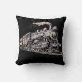 トレインヴィンテージグラフィックデザインスケッチレトロ蒸気 クッション (正面)