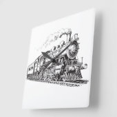 トレインヴィンテージグラフィックデザインスケッチレトロ蒸気 スクエア壁時計 (傾斜)