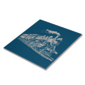 トレインヴィンテージグラフィックデザインスケッチレトロ蒸気 タイル (側面)