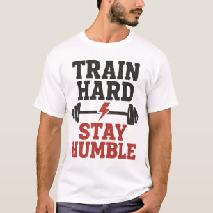 トレイン懸命ステイ謙虚 – ヴィンテージジム動機De Tシャツ