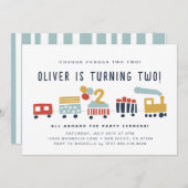 トレイン招待状 • チュッガ チュッガ ツー ツー • 2歳 招待状 (正面/裏面)