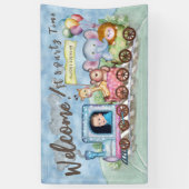 トレイン誕生日フォト水色 横断幕 (縦)