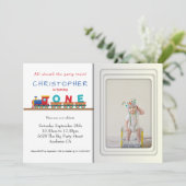 トレイン1th誕生日パーティの招待状写真テンプレート 招待状 (スタンド正面)