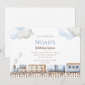 トレイン　バースデー　招待状　- 名前入り特別な招待状 招待状 (正面/裏面)