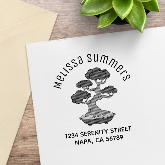 トレイ型アーチ住所刻印の盆栽 ラバースタンプ