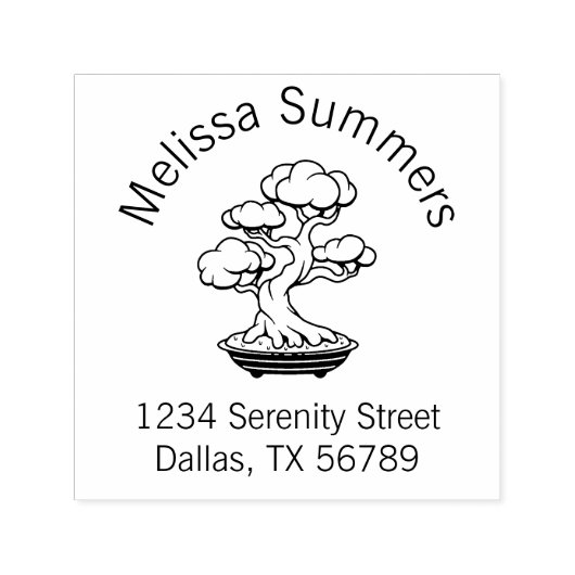 トレイ日本ののアーチ形の住所の盆栽ツリー セルフインキングスタンプ (デザイン)