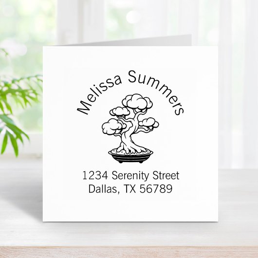 トレイ日本ののアーチ形の住所の盆栽ツリー ラバースタンプ