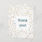 トレイ紙吹雪水色ドットサンキューカード サンキューカード (正面/裏面)