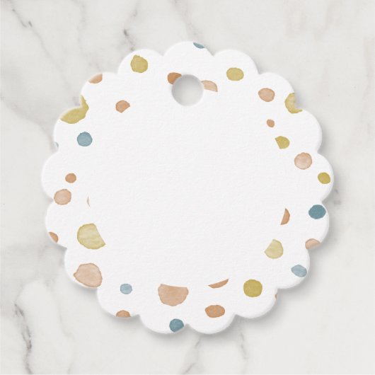 トレイ紙吹雪水色ドットメッセージカード フェイバータグ (正面)