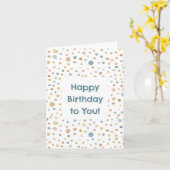 トレイ紙吹雪水色ドット誕生日カード カード (黄色い花)