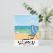 トレガステルブリタニーフランスビーチバケーションポスター ポストカード (スタンド正面)