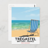 トレガステルブリタニーフランスビーチバケーションポスター ポストカード (正面/裏面)