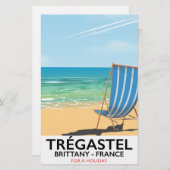 トレガステル,ブリタニーフランスビーチ旅行ポスター 便箋 (正面/裏面)