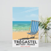 トレガステル,ブリタニーフランスビーチ旅行ポスター 便箋 (スタンド正面)