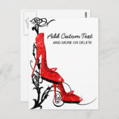 トレシックレッドハイヒールアールヌーボーデザイン ポストカード (正面/裏面)