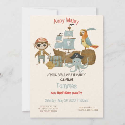 トレジャーハンターズパイレーツ誕生日 招待状 (正面)