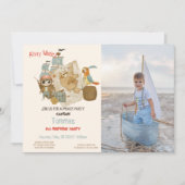 トレジャーハンターズパイレートフォト誕生日 招待状 (正面)