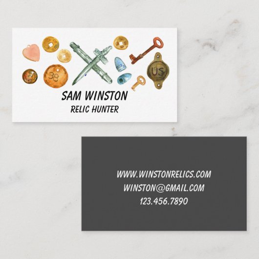 トレジャーハンターメタル検出軍隊遺物 名刺 (正面/裏面)
