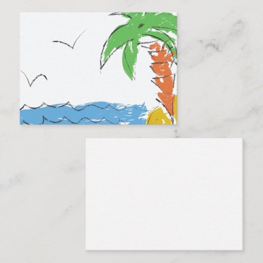 トレジャービーチとヤシの木 ノートカード (正面/裏面)