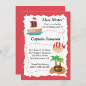 トレジャーマップパイレーツ子供の誕生日パーティー 招待状 (正面/裏面)