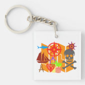 トレジャー狩りコラージュ キーホルダー (正面)