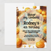 トレジャー狩り海賊版誕生日招待状 招待状 (正面/裏面)