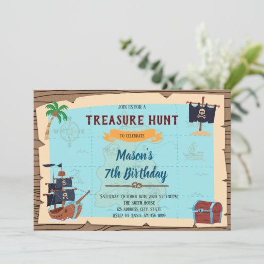 トレジャー狩り海賊誕生日の招待状 招待状 (スタンド正面)