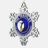 トレスルスサンクレメンテカリフォルニアサーフィンサーフ スノーフレークピューターオーナメント (右)