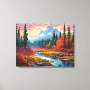 トレッキングオータム日本のファインアート キャンバスプリント