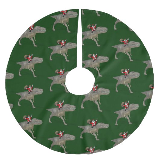 トレックスに乗るサンタクロース ブラッシュドポリエステルツリースカート (正面)