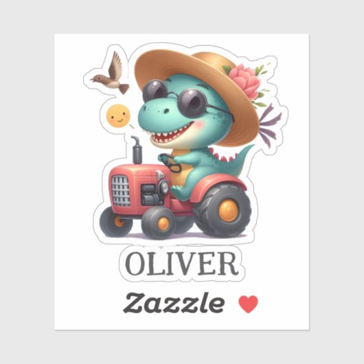 トレックスクール恐竜農家ドライビングレッドトラクター シール (シート)